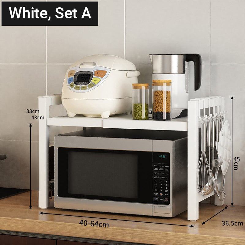 📦50% DE RÉDUCTION💥Étagère extensible pour micro-ondes – Réglable, crochets & charge 75kg – Gain de place, sans perçage – idéale pour petits espaces ou cuisine 🍽️✨
