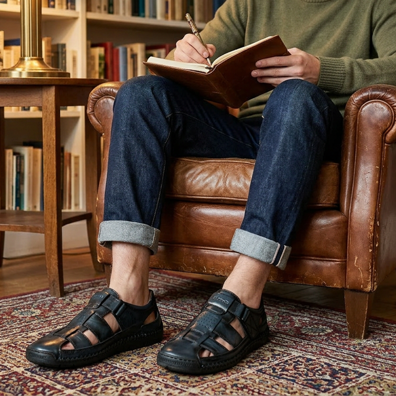 👞PROMO FLASH 50%🌊Sandales Plage Homme Bout Fermé – Respirantes, Coussinées, Velcro, 3 Couleurs, 11 Pointures, Idéales Plage & Ville 🏖️