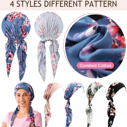 Turban foulard pré-noué à fleurs pour femme