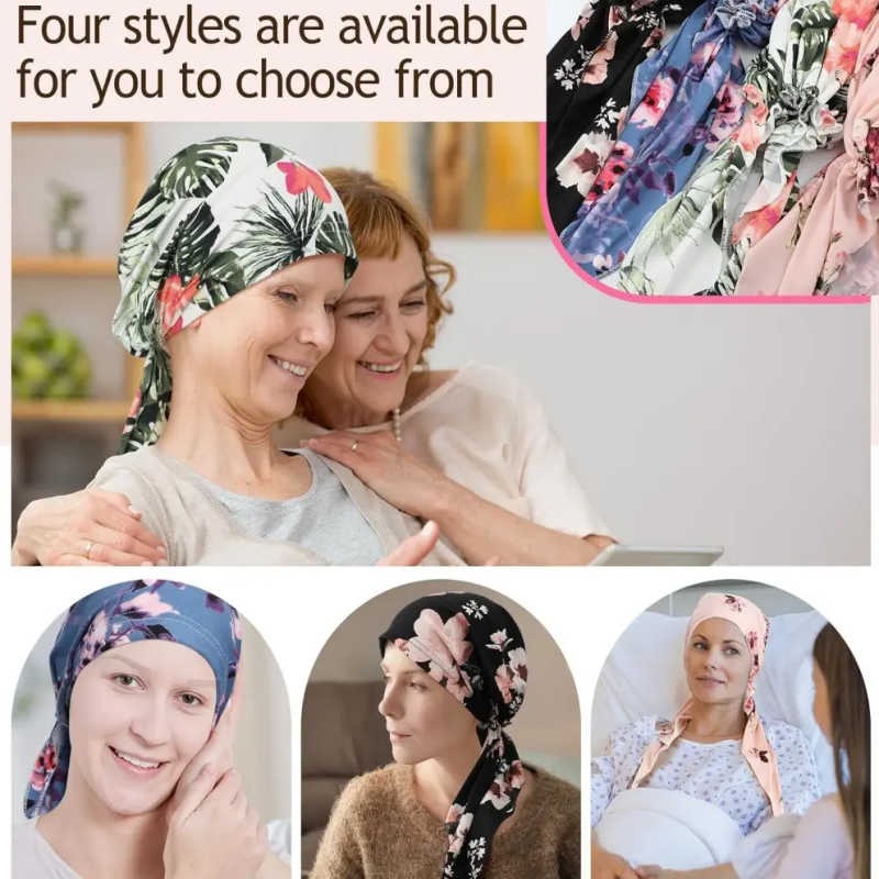Turban foulard pré-noué à fleurs pour femme