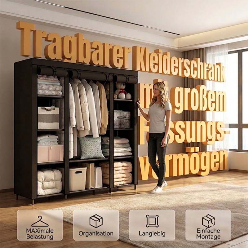 📦 50% DE RÉDUCTION! 🏠 Armoire Portable en Tissu – Acier, 3 tailles & montage facile – Idéale pour chambre & dressing ✨
