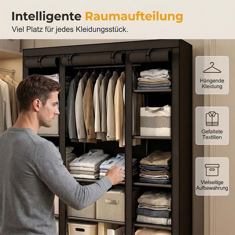 📦 50% DE RÉDUCTION! 🏠 Armoire Portable en Tissu – Acier, 3 tailles & montage facile – Idéale pour chambre & dressing ✨