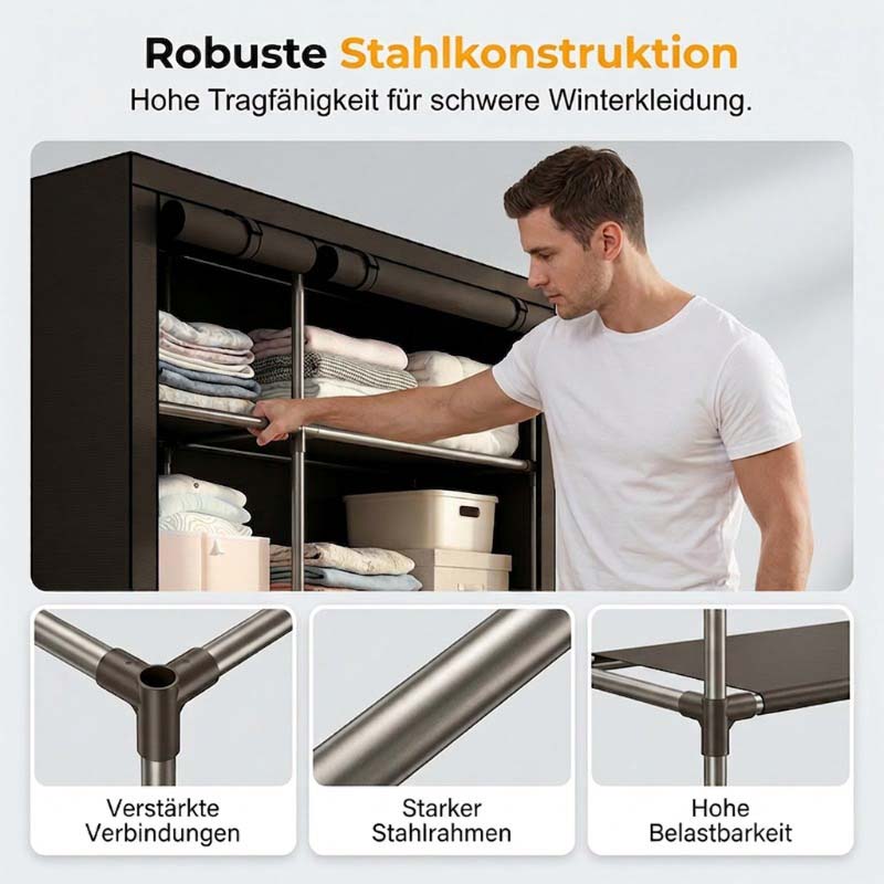 📦 50% DE RÉDUCTION! 🏠 Armoire Portable en Tissu – Acier, 3 tailles & montage facile – Idéale pour chambre & dressing ✨