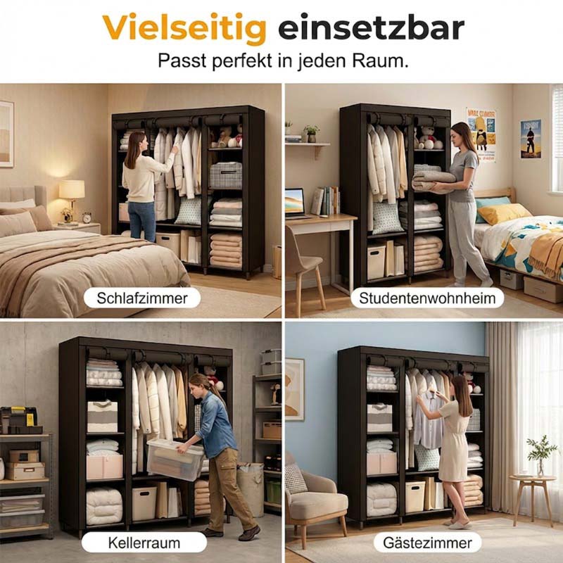 📦 50% DE RÉDUCTION! 🏠 Armoire Portable en Tissu – Acier, 3 tailles & montage facile – Idéale pour chambre & dressing ✨