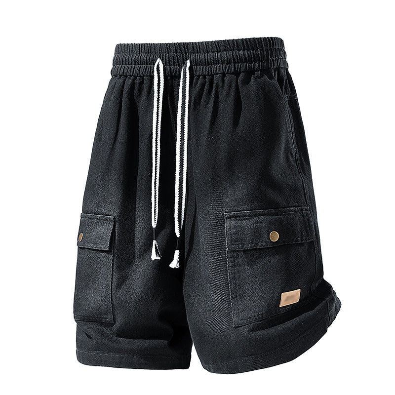 👖PROMO FLASH 50%🏙️Short Cargo Denim Ample Homme – Style Urbain, Poches Profondes, Ceinture Élastique, 3 Couleurs, Tailles M-3XL, Idéal Streetwear & Été🛹