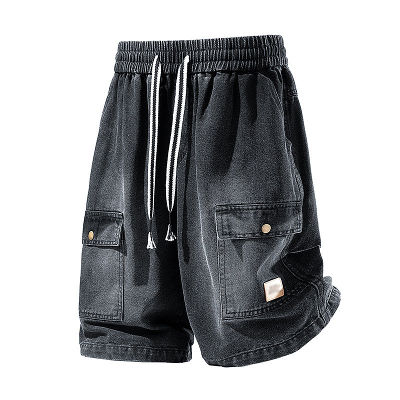 👖PROMO FLASH 50%🏙️Short Cargo Denim Ample Homme – Style Urbain, Poches Profondes, Ceinture Élastique, 3 Couleurs, Tailles M-3XL, Idéal Streetwear & Été🛹