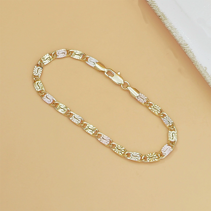 ⌚ PROMO LIMITÉE 50% DE RÉDUCTION ! 💥 Bracelet Maillons Tricolore – Or, Or Rose, Or Blanc – Look Moderne ✨
