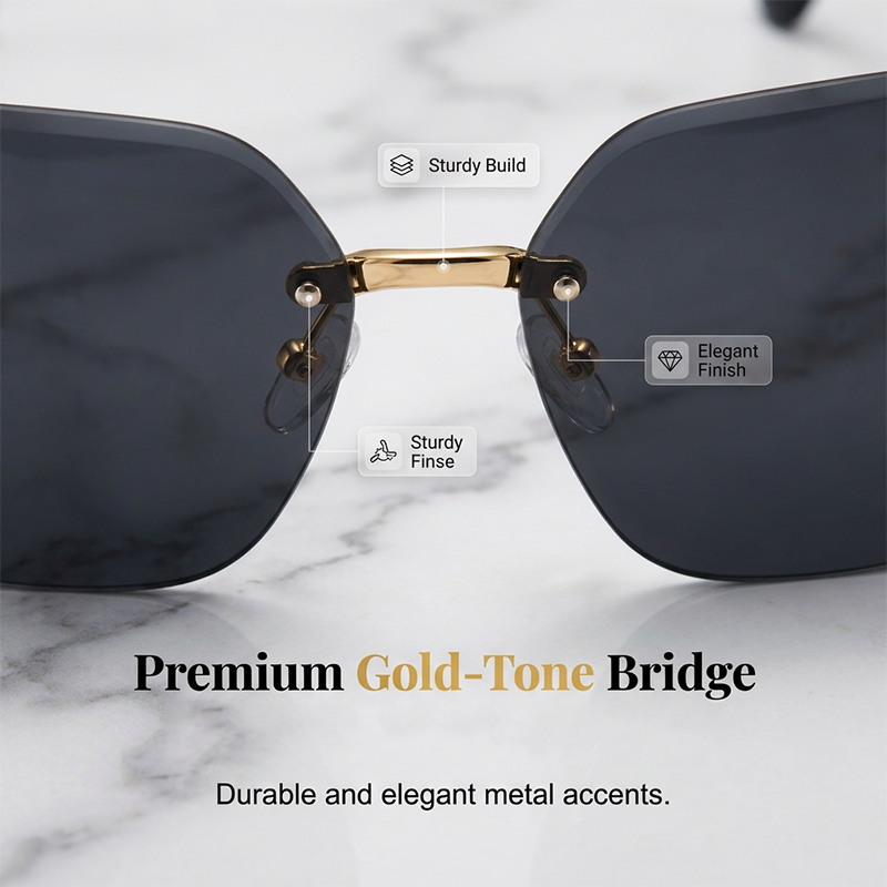 🕶️PROMO LIMITÉE 50% DE RÉDUCTION💥Lunettes Soleil Carrées Oversize Sans Monture – Verres Dégradés, Pailletés, Protection UV✨