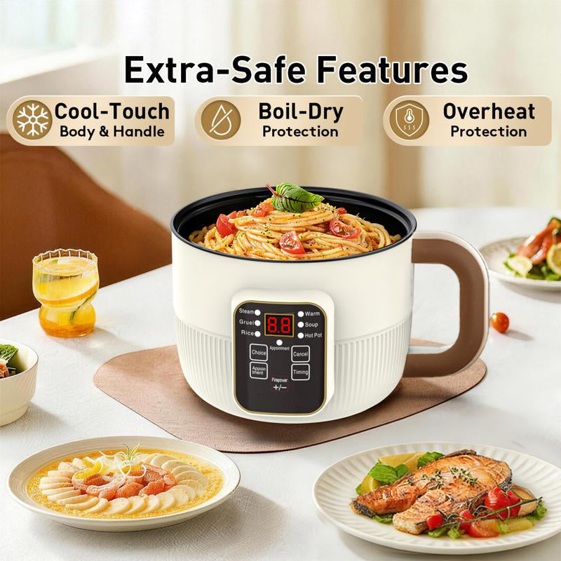 🔥🍳 PROMO FLASH -50% Jusqu'à Épuisement ! Casserole Électrique Intelligente Multifonction – 6 Modes, Minuterie, Revêtement Anti-Adhésif, Cuiseur Vapeur, 600W, Idéale Dortoir & Cuisine 🥟
