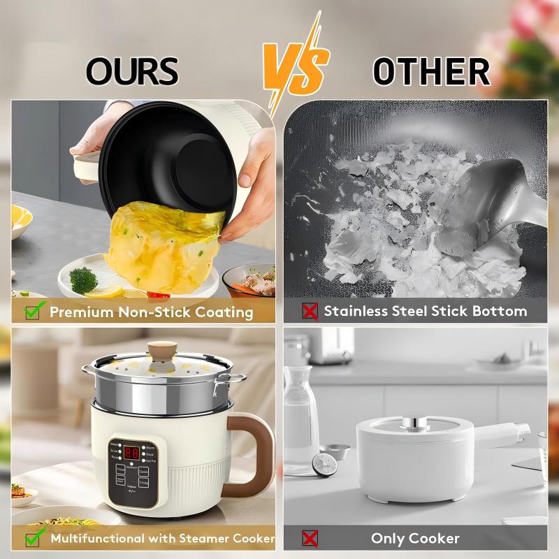 🔥🍳 PROMO FLASH -50% Jusqu'à Épuisement ! Casserole Électrique Intelligente Multifonction – 6 Modes, Minuterie, Revêtement Anti-Adhésif, Cuiseur Vapeur, 600W, Idéale Dortoir & Cuisine 🥟
