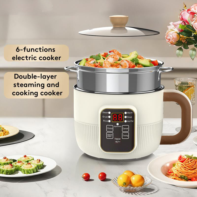🔥🍳 PROMO FLASH -50% Jusqu'à Épuisement ! Casserole Électrique Intelligente Multifonction – 6 Modes, Minuterie, Revêtement Anti-Adhésif, Cuiseur Vapeur, 600W, Idéale Dortoir & Cuisine 🥟
