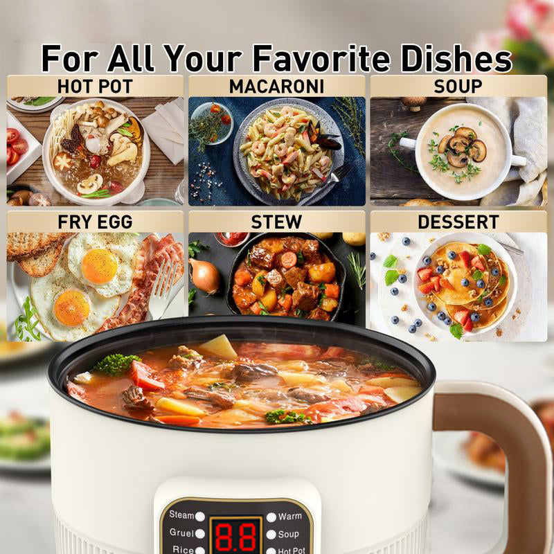 🔥🍳 PROMO FLASH -50% Jusqu'à Épuisement ! Casserole Électrique Intelligente Multifonction – 6 Modes, Minuterie, Revêtement Anti-Adhésif, Cuiseur Vapeur, 600W, Idéale Dortoir & Cuisine 🥟