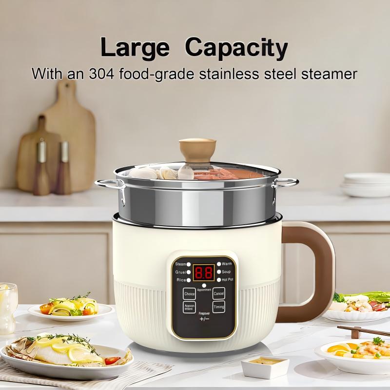 🔥🍳 PROMO FLASH -50% Jusqu'à Épuisement ! Casserole Électrique Intelligente Multifonction – 6 Modes, Minuterie, Revêtement Anti-Adhésif, Cuiseur Vapeur, 600W, Idéale Dortoir & Cuisine 🥟
