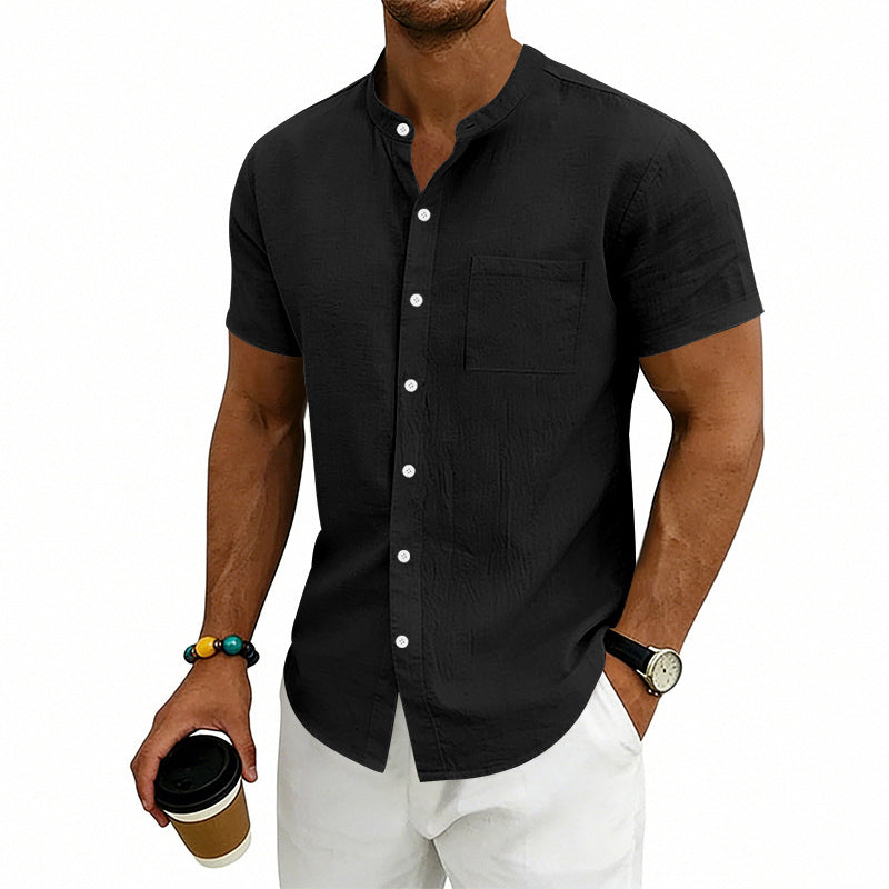 👔 50% DE RÉDUCTION 🌿 Chemise homme à manches courtes coupe ample unie – Coton respirant & coupe décontractée – Confort toute la journée – indispensable pour le travail, les week-ends ou les sorties 🧢🌸