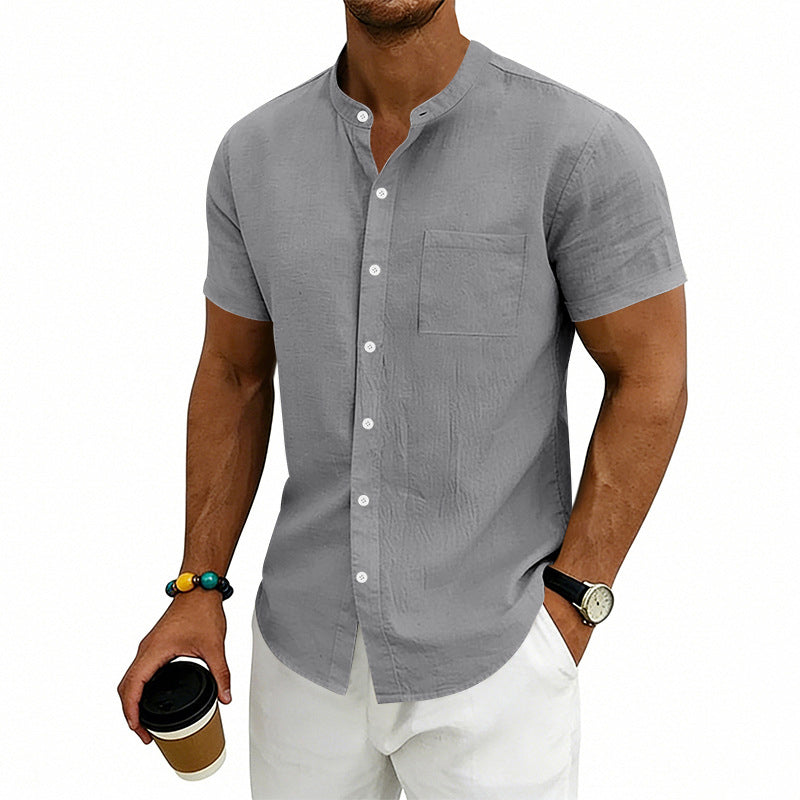 👔 50% DE RÉDUCTION 🌿 Chemise homme à manches courtes coupe ample unie – Coton respirant & coupe décontractée – Confort toute la journée – indispensable pour le travail, les week-ends ou les sorties 🧢🌸