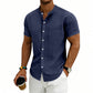 👔 50% DE RÉDUCTION 🌿 Chemise homme à manches courtes coupe ample unie – Coton respirant & coupe décontractée – Confort toute la journée – indispensable pour le travail, les week-ends ou les sorties 🧢🌸