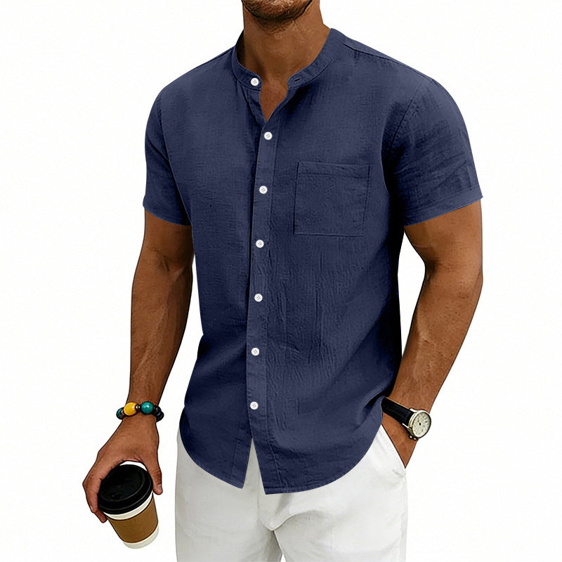 👔 50% DE RÉDUCTION 🌿 Chemise homme à manches courtes coupe ample unie – Coton respirant & coupe décontractée – Confort toute la journée – indispensable pour le travail, les week-ends ou les sorties 🧢🌸