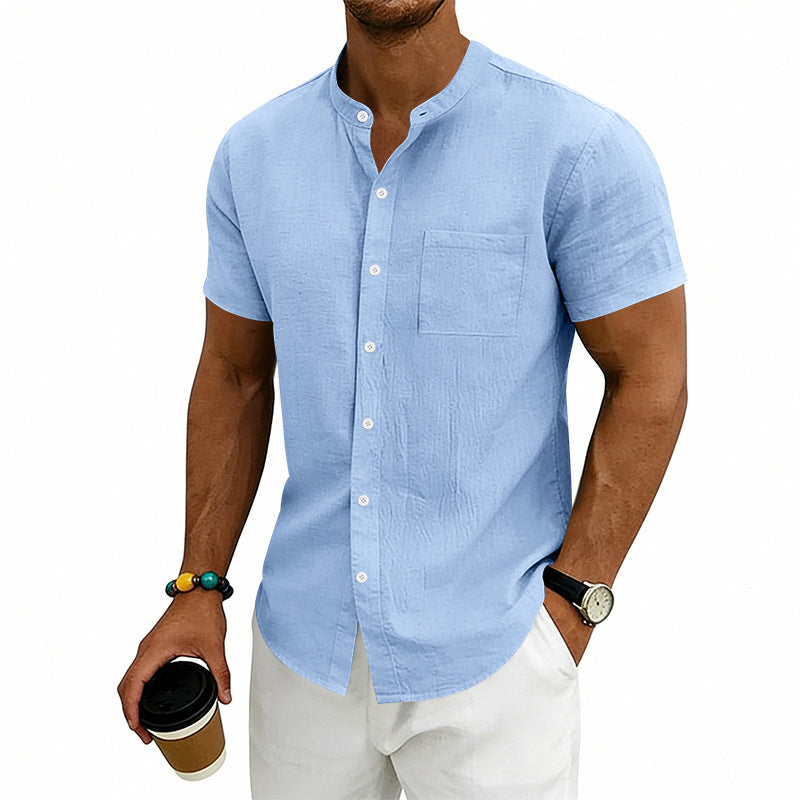 👔 50% DE RÉDUCTION 🌿 Chemise homme à manches courtes coupe ample unie – Coton respirant & coupe décontractée – Confort toute la journée – indispensable pour le travail, les week-ends ou les sorties 🧢🌸