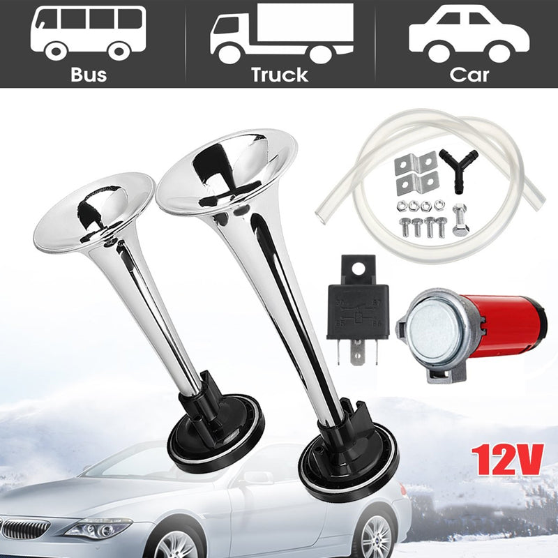 🎺 Avertisseur pneumatique double tube avec compresseur – son grave et puissant pour camion, bus, 4x4 et moto 🚛🔊