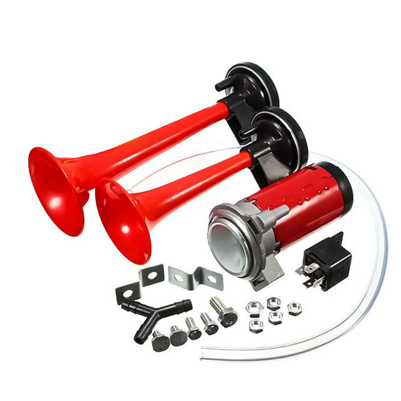 🎺 Avertisseur pneumatique double tube avec compresseur – son grave et puissant pour camion, bus, 4x4 et moto 🚛🔊