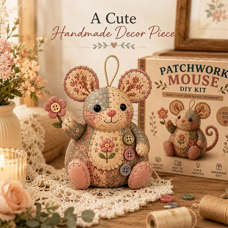 🐭✨ PROMO FLASH 50% ! Trousse à Couture Vintage Faite Main en Forme de Souris – Kit DIY Patchwork, 3 Coloris, Idéal Débutants & Passionnés 🧵