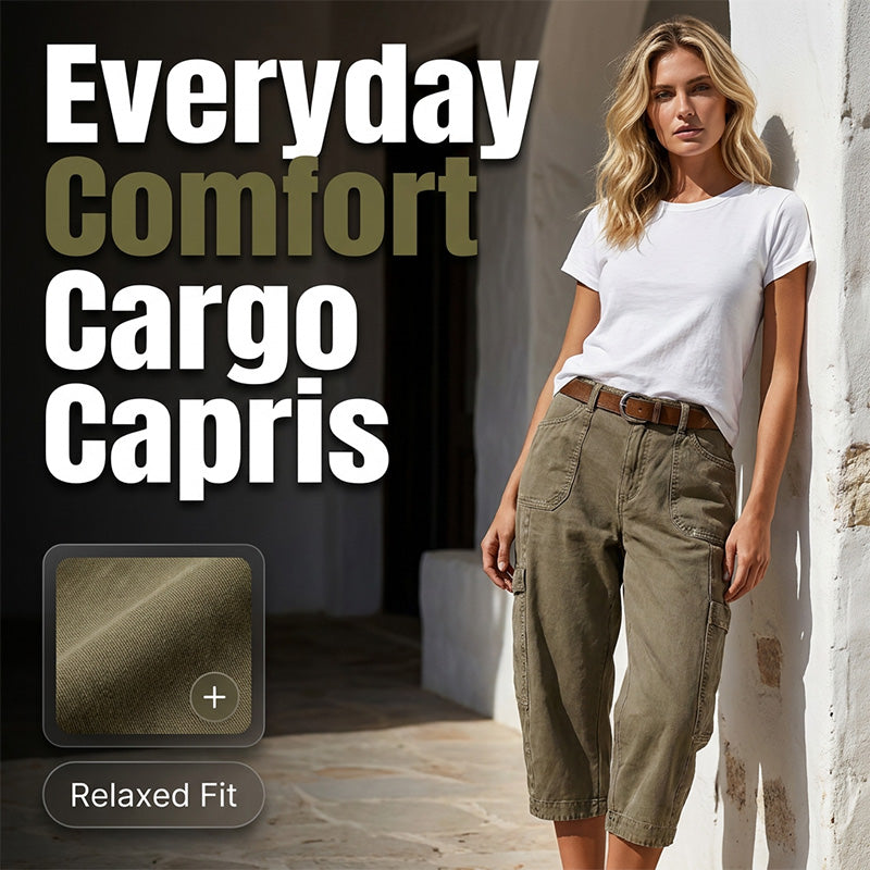 📢 Mi-saison : −50 % – ne ratez pas cette offre ! ⏰Capri cargo décontractées pour femme – pantalons 3/4 confortables avec multiples poches, parfaites pour le quotidien, les voyages et l'été ☀️