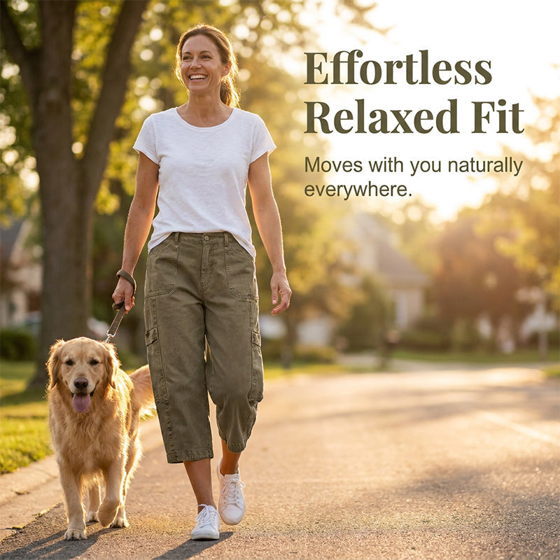📢 Mi-saison : −50 % – ne ratez pas cette offre ! ⏰Capri cargo décontractées pour femme – pantalons 3/4 confortables avec multiples poches, parfaites pour le quotidien, les voyages et l'été ☀️