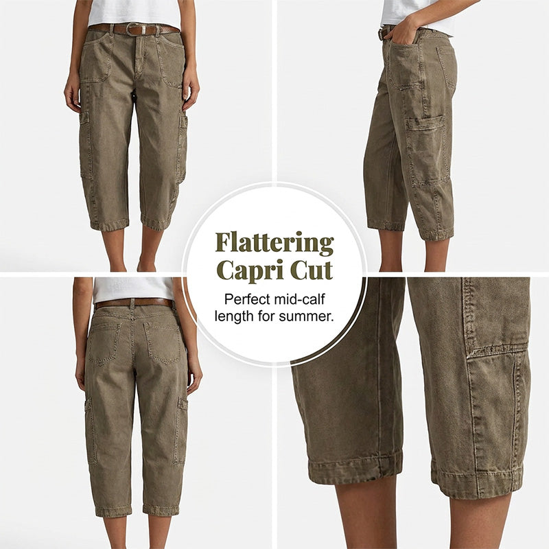 📢 Mi-saison : −50 % – ne ratez pas cette offre ! ⏰Capri cargo décontractées pour femme – pantalons 3/4 confortables avec multiples poches, parfaites pour le quotidien, les voyages et l'été ☀️
