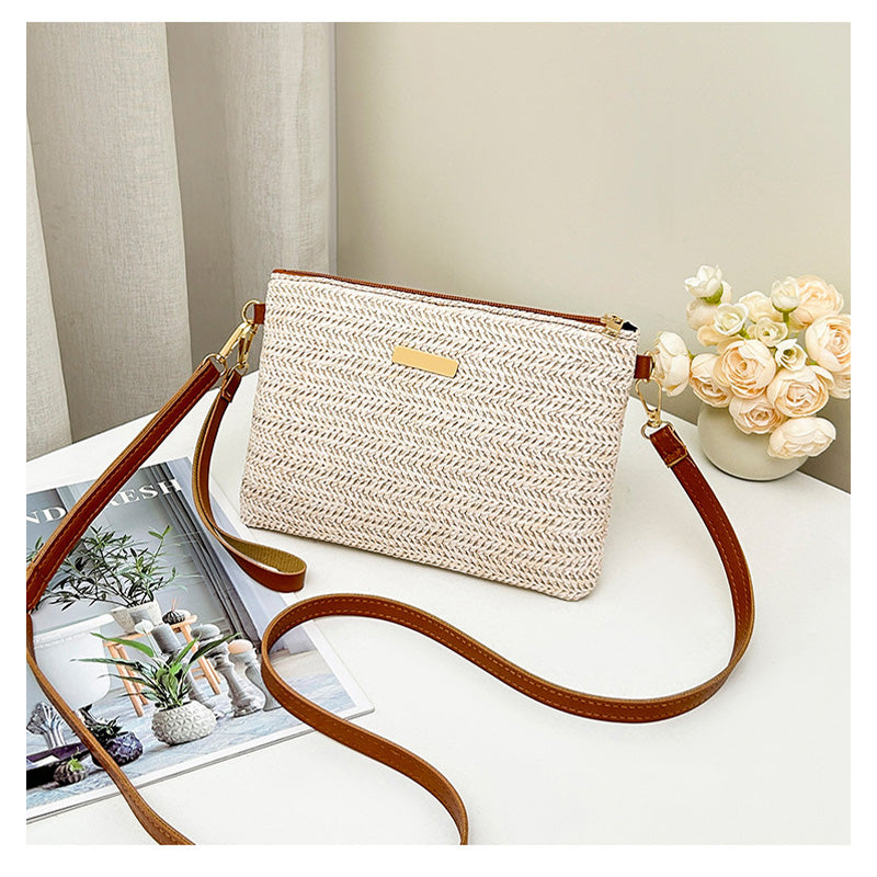 ⏳Spécial à durée limitée⏰Sac à bandoulière et pochette en paille tressée pour femme👜
