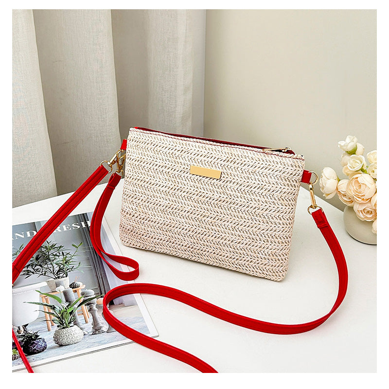 ⏳Spécial à durée limitée⏰Sac à bandoulière et pochette en paille tressée pour femme👜