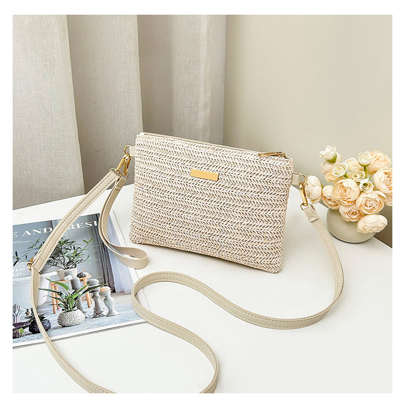 ⏳Spécial à durée limitée⏰Sac à bandoulière et pochette en paille tressée pour femme👜