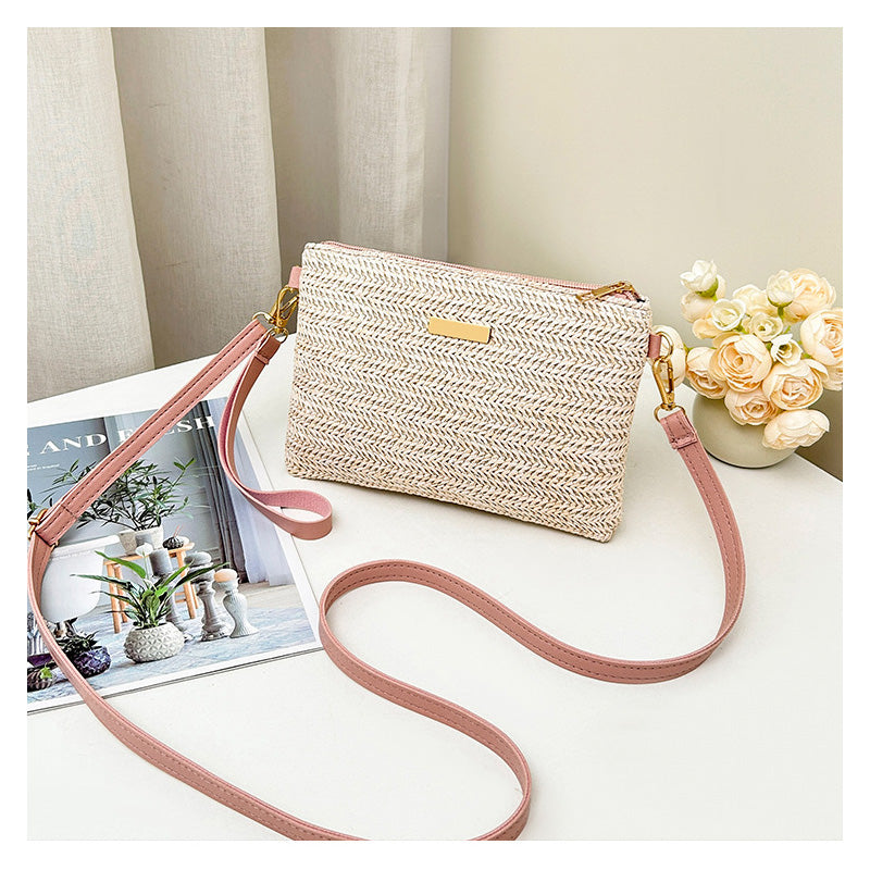 ⏳Spécial à durée limitée⏰Sac à bandoulière et pochette en paille tressée pour femme👜