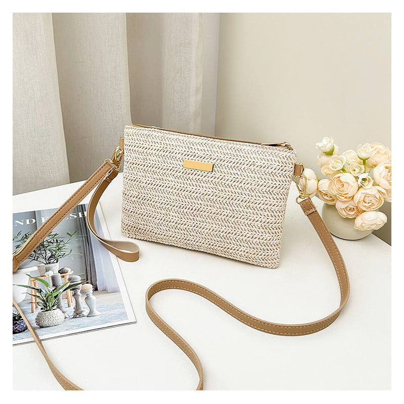 ⏳Spécial à durée limitée⏰Sac à bandoulière et pochette en paille tressée pour femme👜