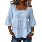 🌸💥 PROMO FLASH 50% ! Blouse Boho Col Carré – Dentelle Crochet, Manches Cloche, Respirante, 8 Couleurs, Tailles S-3XL, Idéale Été & Bohème ✨