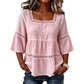 🌸💥 PROMO FLASH 50% ! Blouse Boho Col Carré – Dentelle Crochet, Manches Cloche, Respirante, 8 Couleurs, Tailles S-3XL, Idéale Été & Bohème ✨