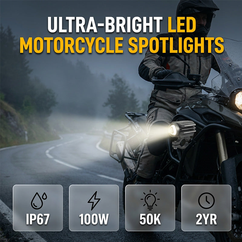 Projecteur LED universel pour moto – feu auxiliaire de conduite à double couleur