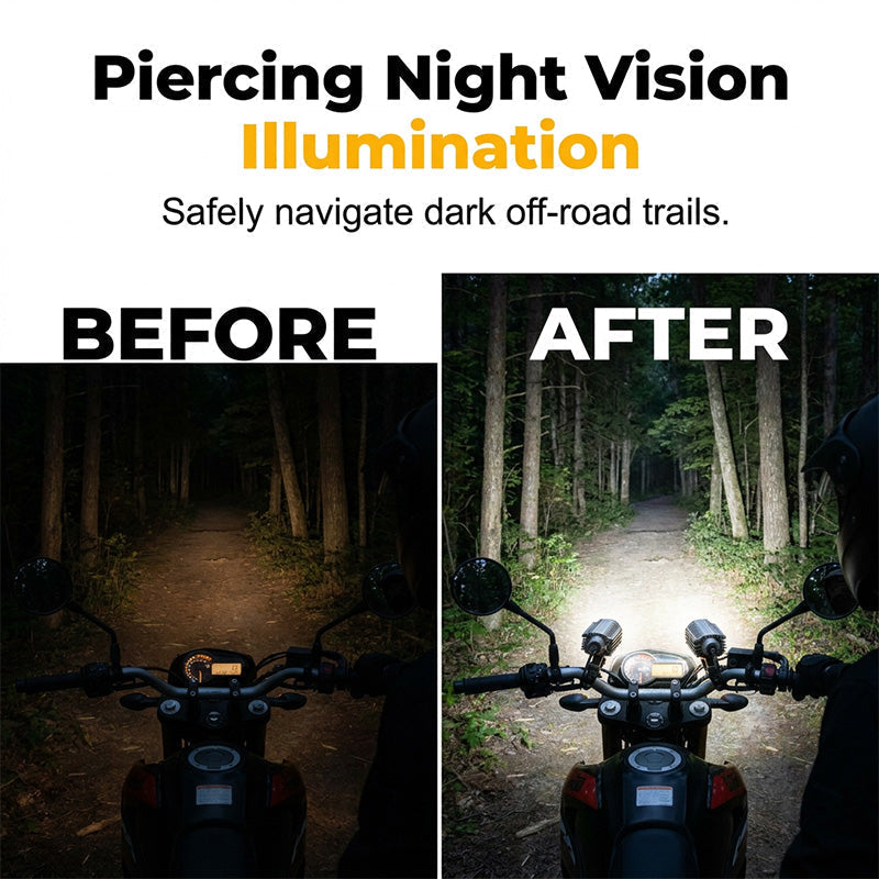 Projecteur LED universel pour moto – feu auxiliaire de conduite à double couleur