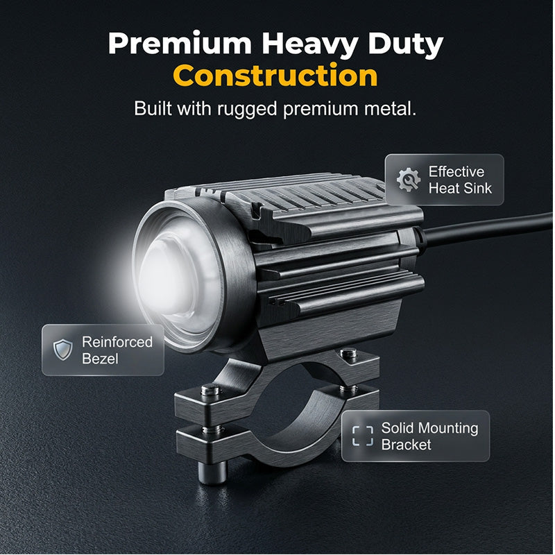 Projecteur LED universel pour moto – feu auxiliaire de conduite à double couleur