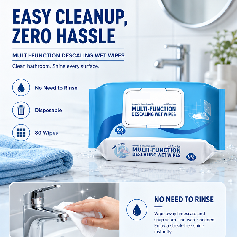 Lingettes nettoyantes détartrées multifonctions pour salle de bain
