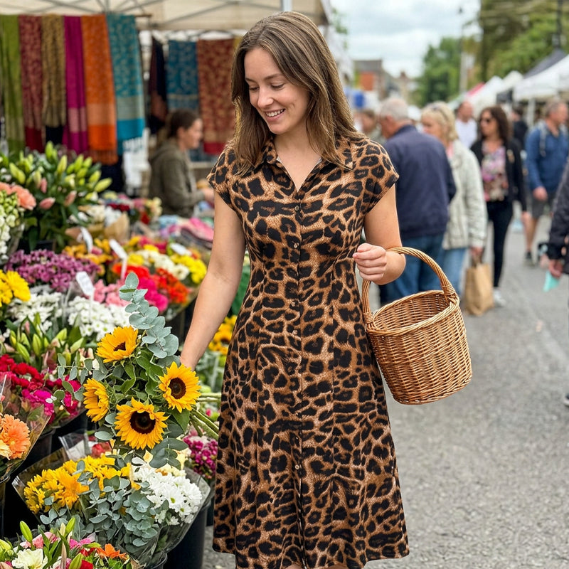 ⏳50 % de réduction pour une durée limitée⏰Robe élégante à revers pour femme, imprimé léopard🐆👗