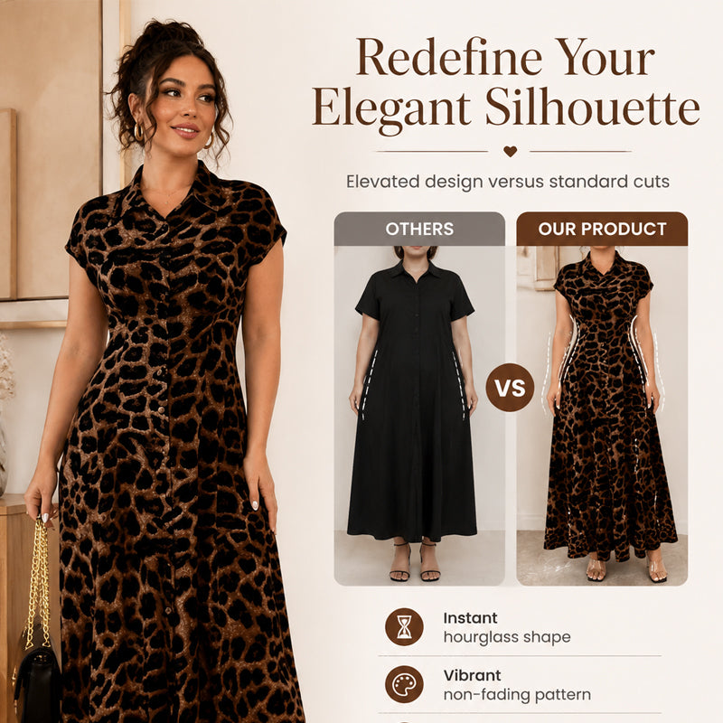 ⏳50 % de réduction pour une durée limitée⏰Robe élégante à revers pour femme, imprimé léopard🐆👗