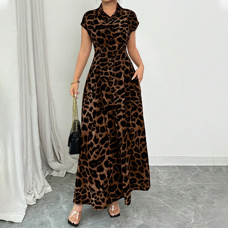⏳50 % de réduction pour une durée limitée⏰Robe élégante à revers pour femme, imprimé léopard🐆👗
