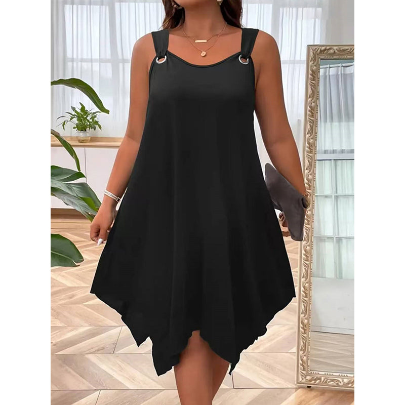 👗 50% DE RÉDUCTION 🌊 Robe sans manches à ourlet asymétrique pour femme – Tissu fluide & coupe légère – Parfaite pour l’été, les soirées ou les vacances – un style moderne et facile à porter ✨
