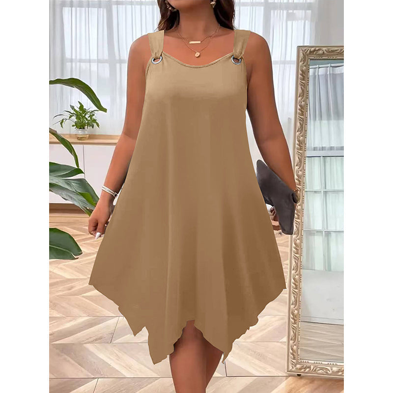👗 50% DE RÉDUCTION 🌊 Robe sans manches à ourlet asymétrique pour femme – Tissu fluide & coupe légère – Parfaite pour l’été, les soirées ou les vacances – un style moderne et facile à porter ✨