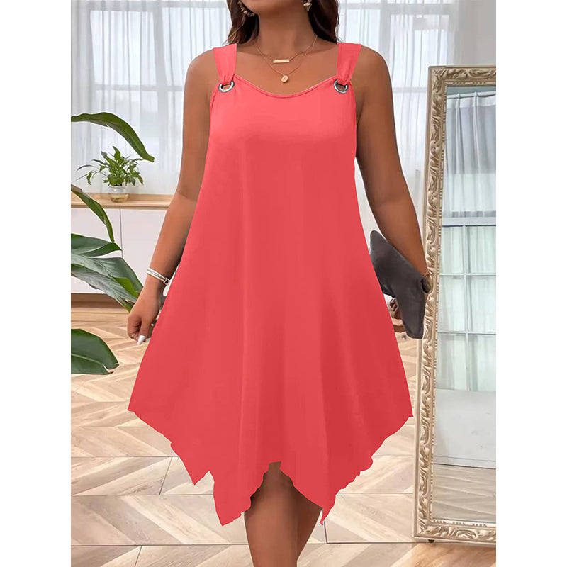 👗 50% DE RÉDUCTION 🌊 Robe sans manches à ourlet asymétrique pour femme – Tissu fluide & coupe légère – Parfaite pour l’été, les soirées ou les vacances – un style moderne et facile à porter ✨