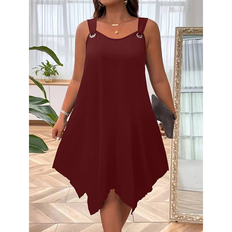 👗 50% DE RÉDUCTION 🌊 Robe sans manches à ourlet asymétrique pour femme – Tissu fluide & coupe légère – Parfaite pour l’été, les soirées ou les vacances – un style moderne et facile à porter ✨