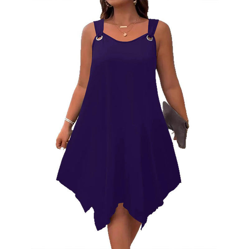 👗 50% DE RÉDUCTION 🌊 Robe sans manches à ourlet asymétrique pour femme – Tissu fluide & coupe légère – Parfaite pour l’été, les soirées ou les vacances – un style moderne et facile à porter ✨