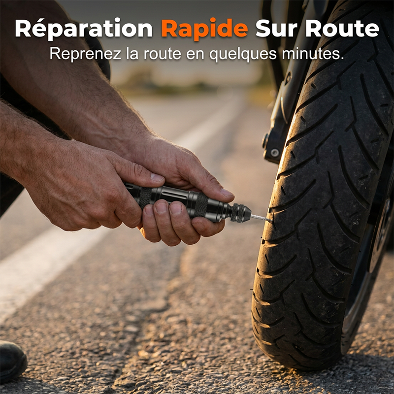 Kit de réparation pour pneus tubeless en coffret aluminium