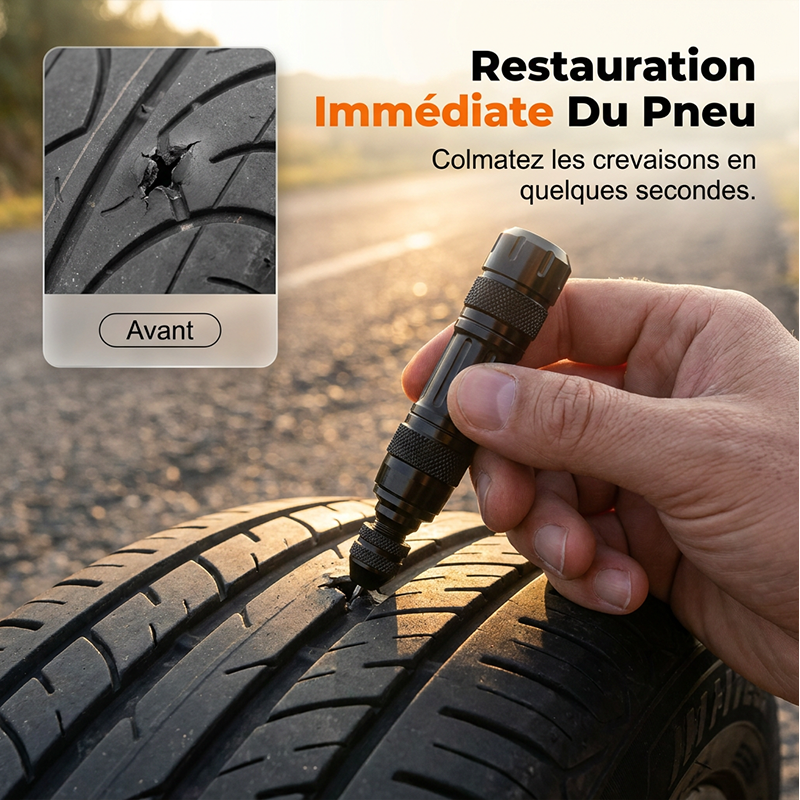 Kit de réparation pour pneus tubeless en coffret aluminium
