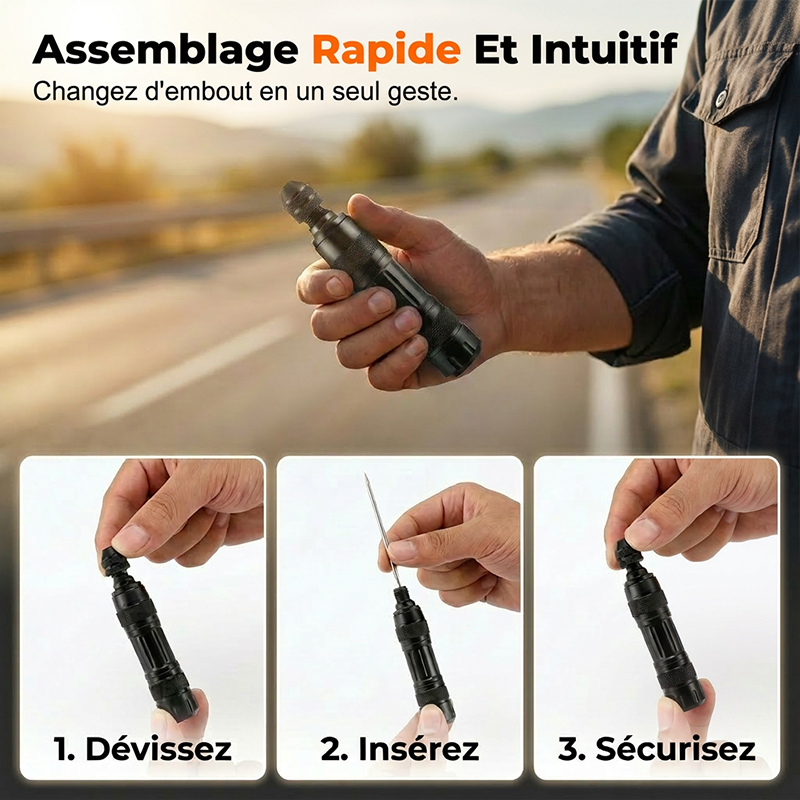 Kit de réparation pour pneus tubeless en coffret aluminium